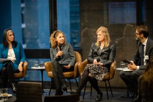 Left to Right: Emily Courey Pryor (Executive Director, Data2X), Anousheh Ansari (CEO, XPrize Foundation), Vivienne Ming (Co-Founder, Socos Labs), Stefaan Verhulst (Co-Founder and Chief Research and Development Officer, The GovLab at NYU). Photo credit: Data2X.