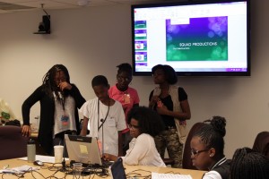 Students working on their final presentations.