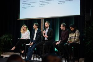 The Circular City researchers (from left to right): Caroline McHeffey (Columbia University), Stefaan Verhulst (The GovLab), Andrew Young (The GovLab), Arnaud Sahuguet (Cornell Tech), and Nilda Mesa (Columbia University). Photography by Anna Anderson.